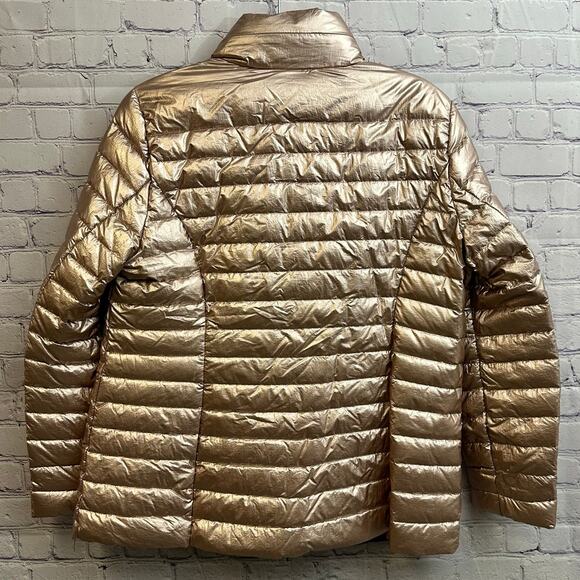 Kate Spade Rose Gold Puffer Coat Down Filled Packable Hood Women's Large - Picture 5 of 9